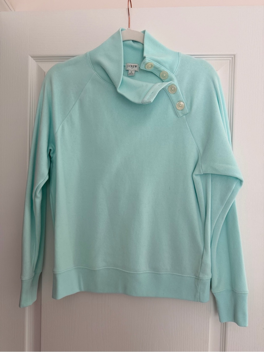 J. Crew Mint Button-Shoulder Cowl Sweater